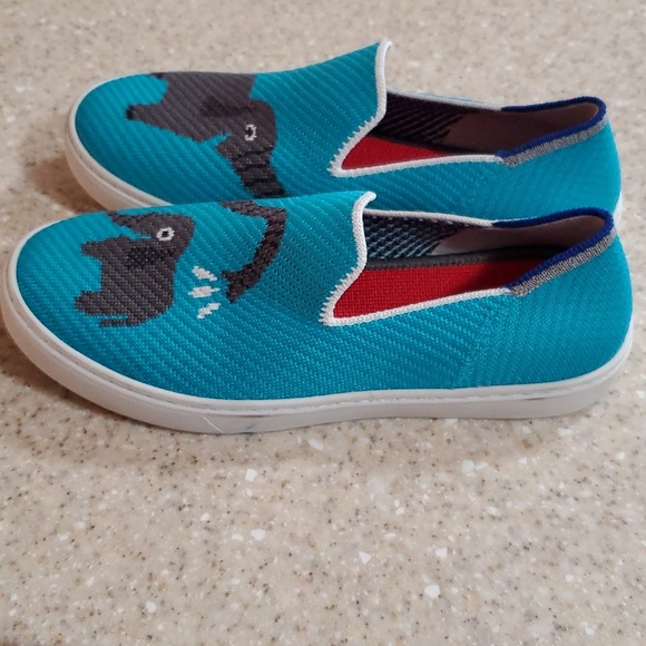 Rothy's The Kids Sneaker Bath Time Elephant Print Fabric Slip On Shoes US 4 - Picture 3 of 6